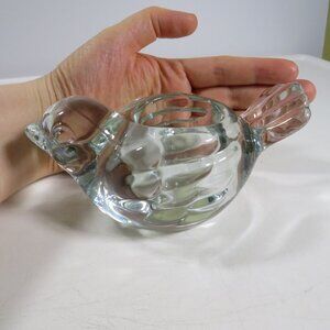 CRYSTAL BIRD GLASS VOITIVE HOLDER Made USA [Heavy over 1.5 lbs]
